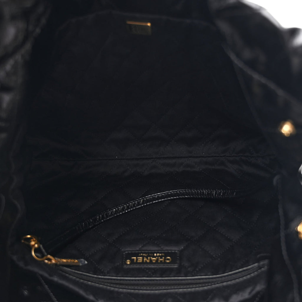Glazed Calfskin  Quilted Small Chanel 22 Black
