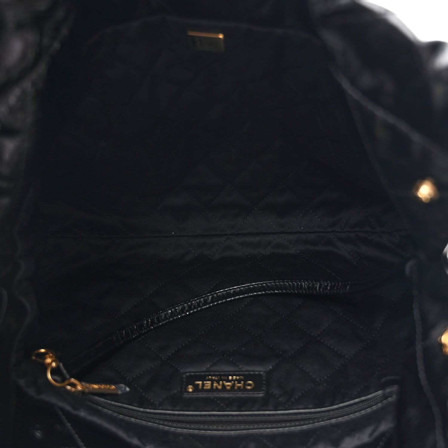 Glazed Calfskin  Quilted Small Chanel 22 Black