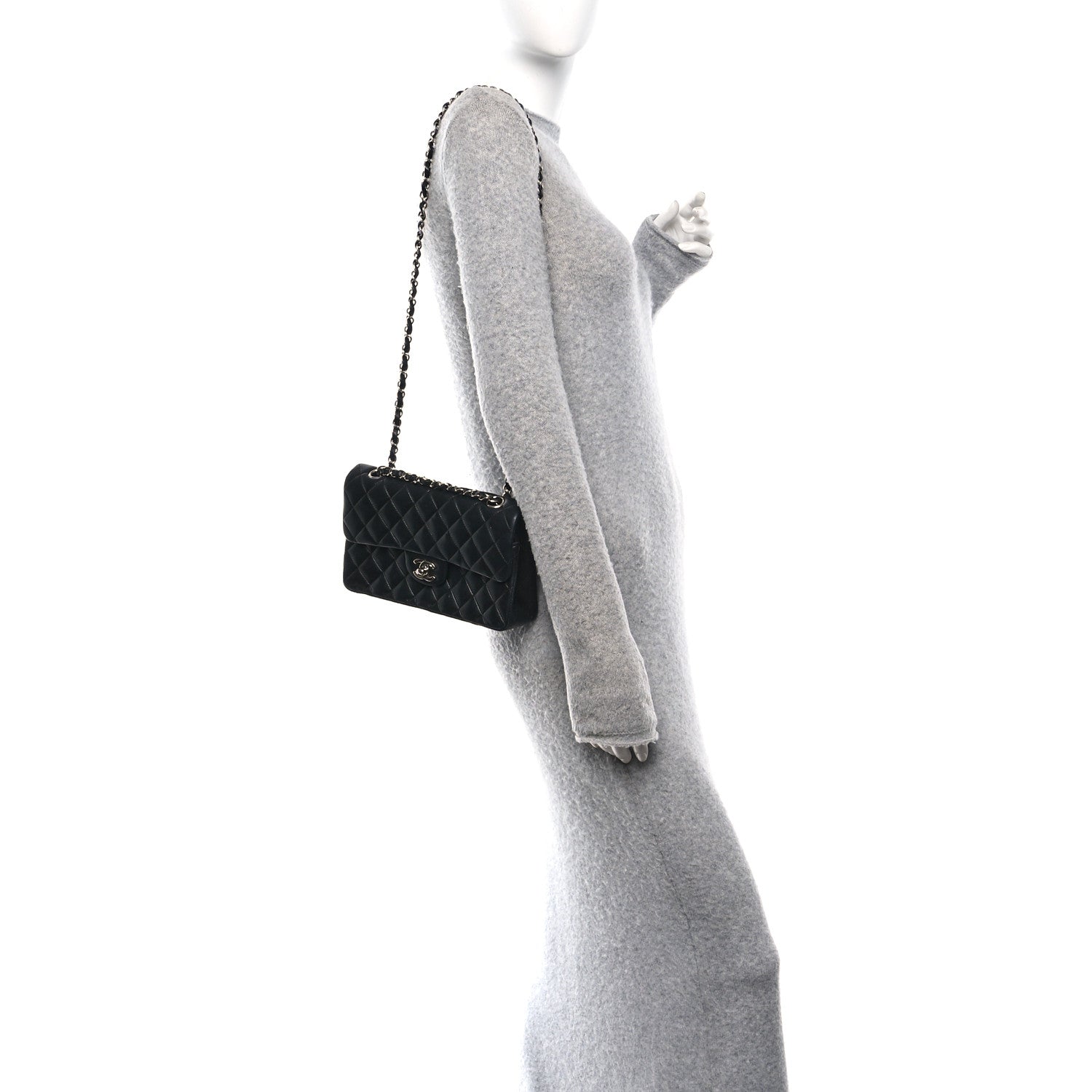 Lambskin Quilted Small Double Flap Black