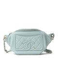 Caviar Quilted Filigree Waist Bag Light Blue