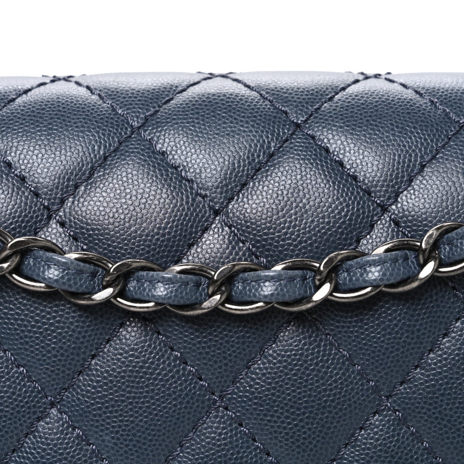 Caviar Quilted Jumbo Double Flap Dark Grey