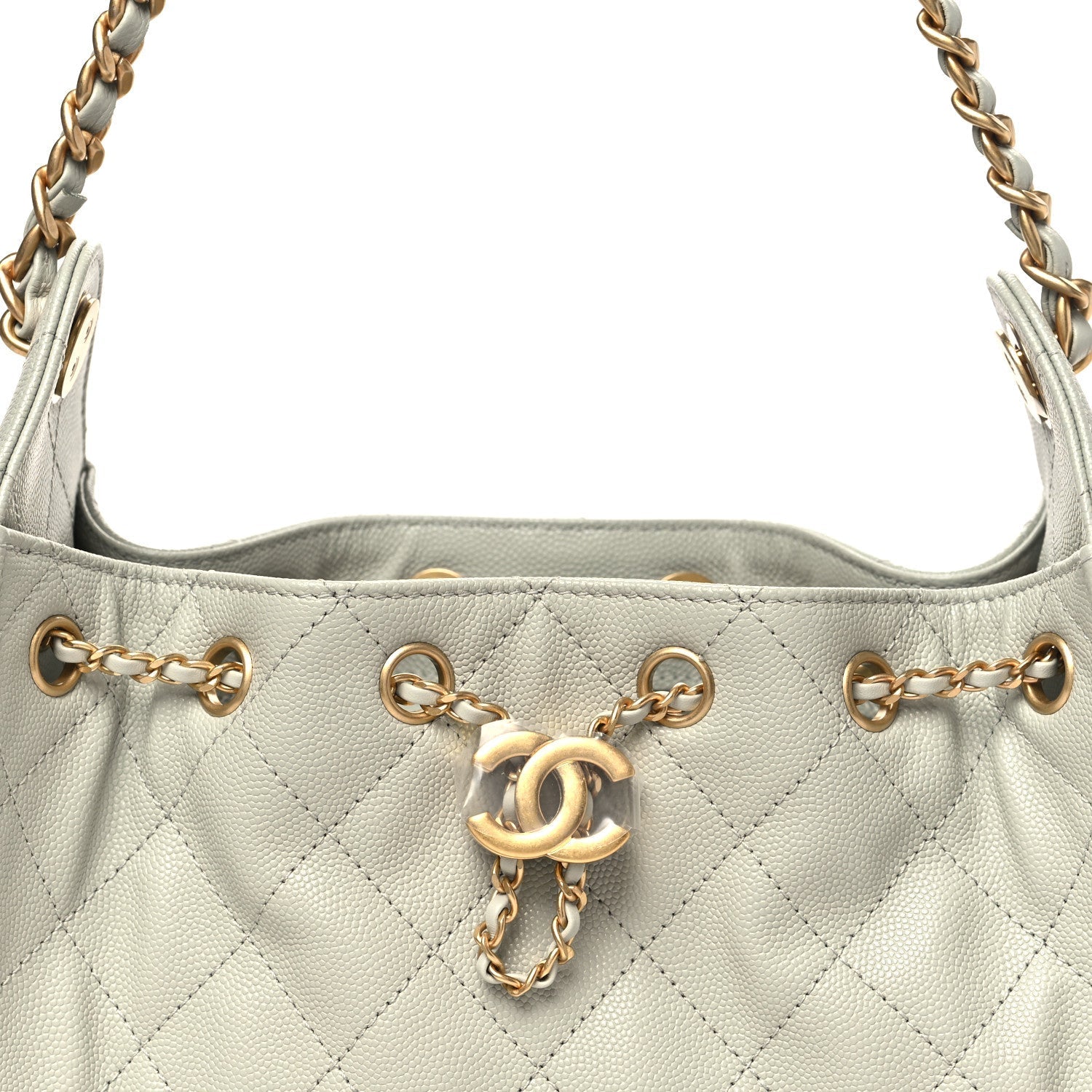Caviar Quilted Mini Chanel 25 Handbag Light Green