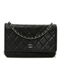 Lambskin Quilted Wallet On Chain WOC Black