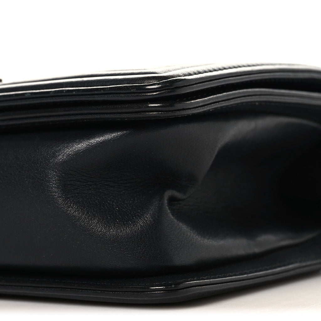 Lambskin Braided Woven Medium Boy Flap Black