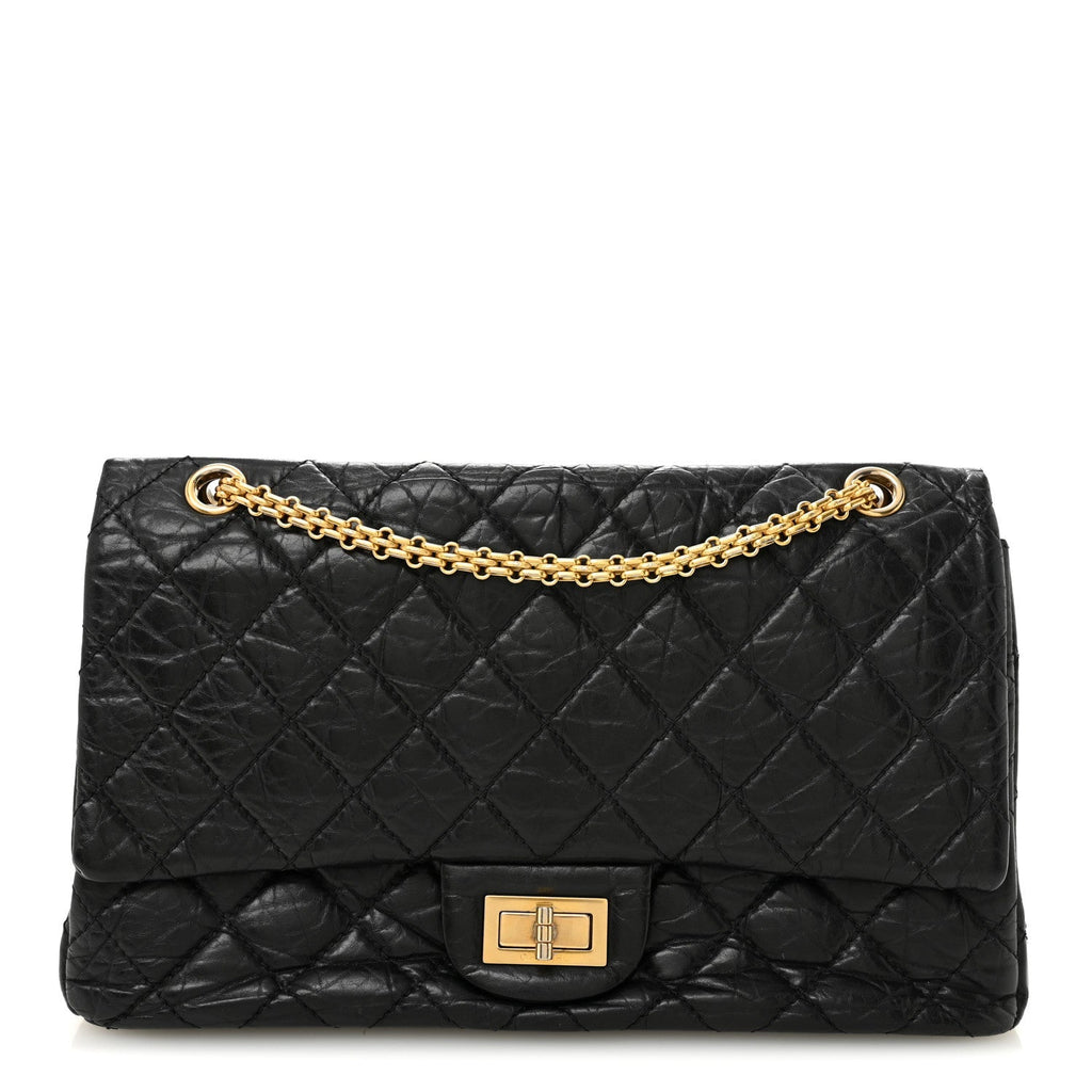 Aged Calfskin Quilted 2.55 Reissue 227 Flap Black