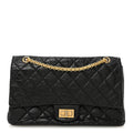 Aged Calfskin Quilted 2.55 Reissue 227 Flap Black