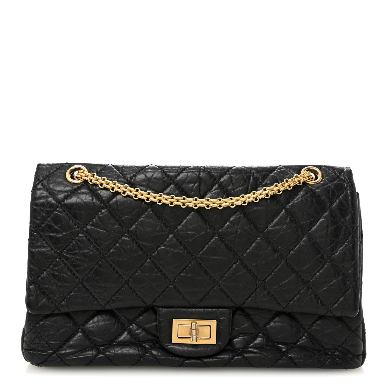 Aged Calfskin Quilted 2.55 Reissue 227 Flap Black