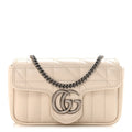 Calfskin Matelasse Aria Super Mini GG Marmont Shoulder Bag Mystic White