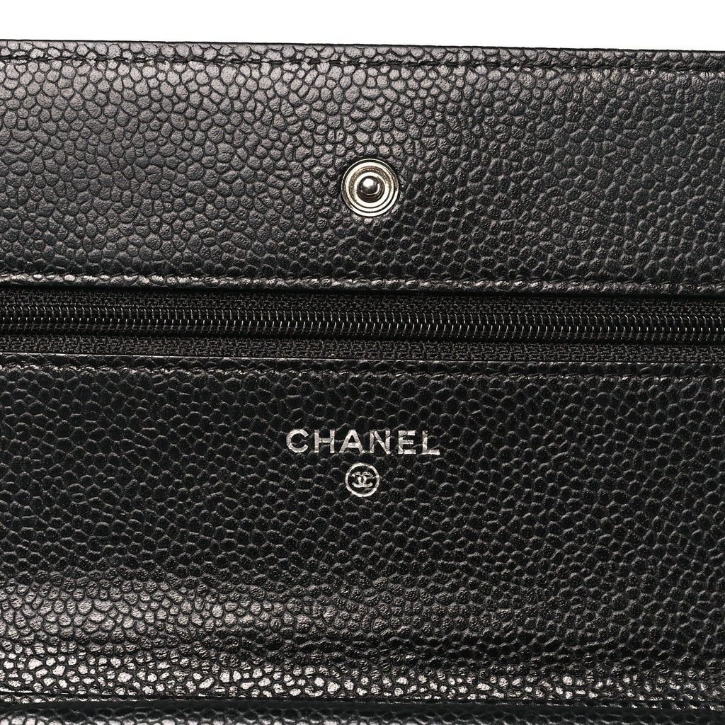 Caviar Quilted Wallet on Chain WOC Black
