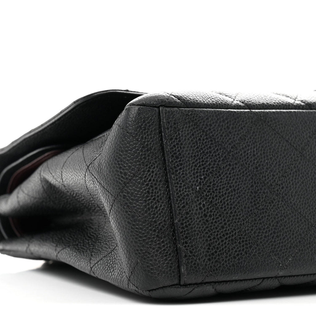 Caviar Quilted Maxi Double Flap Black