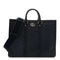 GG Supreme Monogram Textured Dollar Calfskin Large Ophidia Tote Bag Black Blue