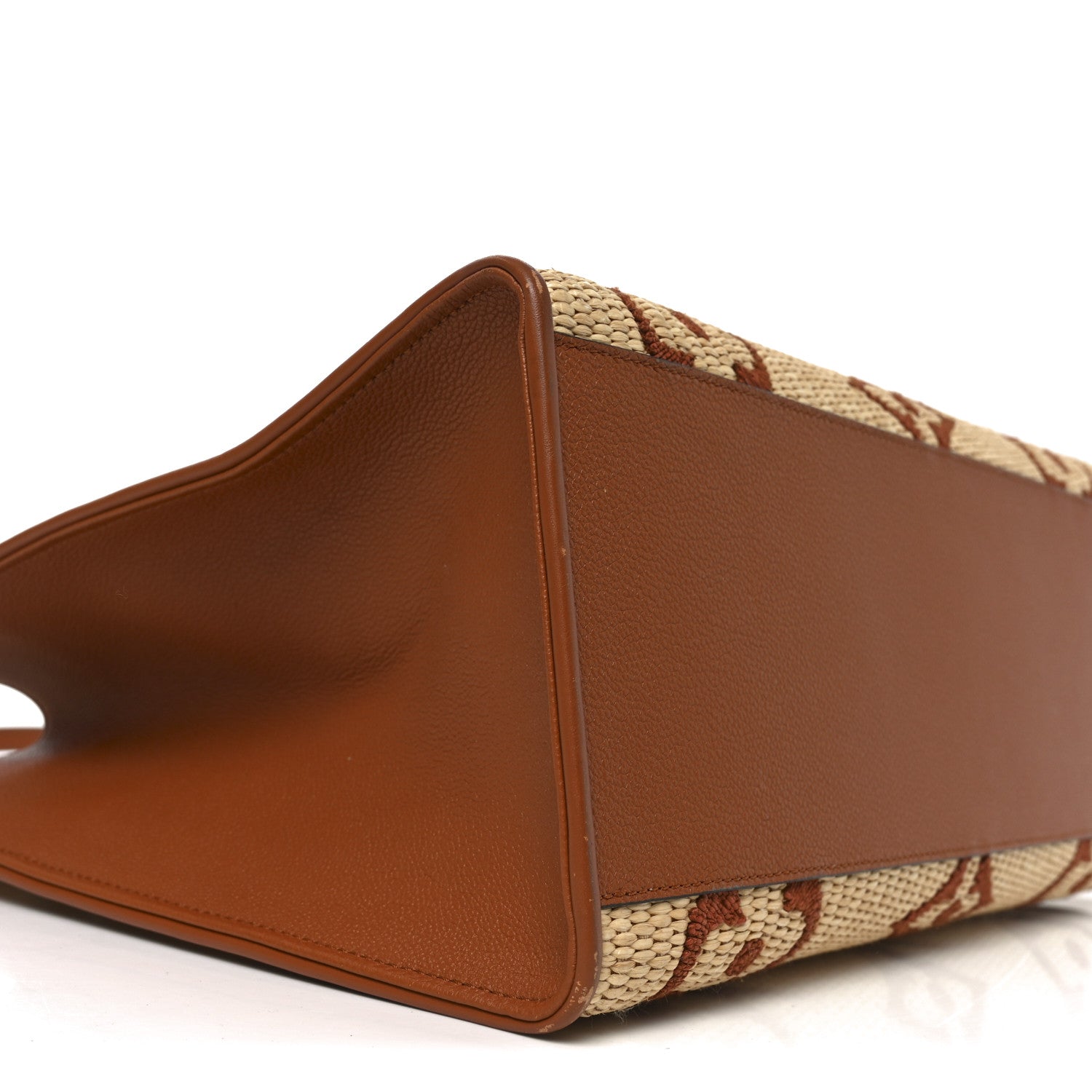 Raffia Calfskin Monogram Giant Onthego GM Tan