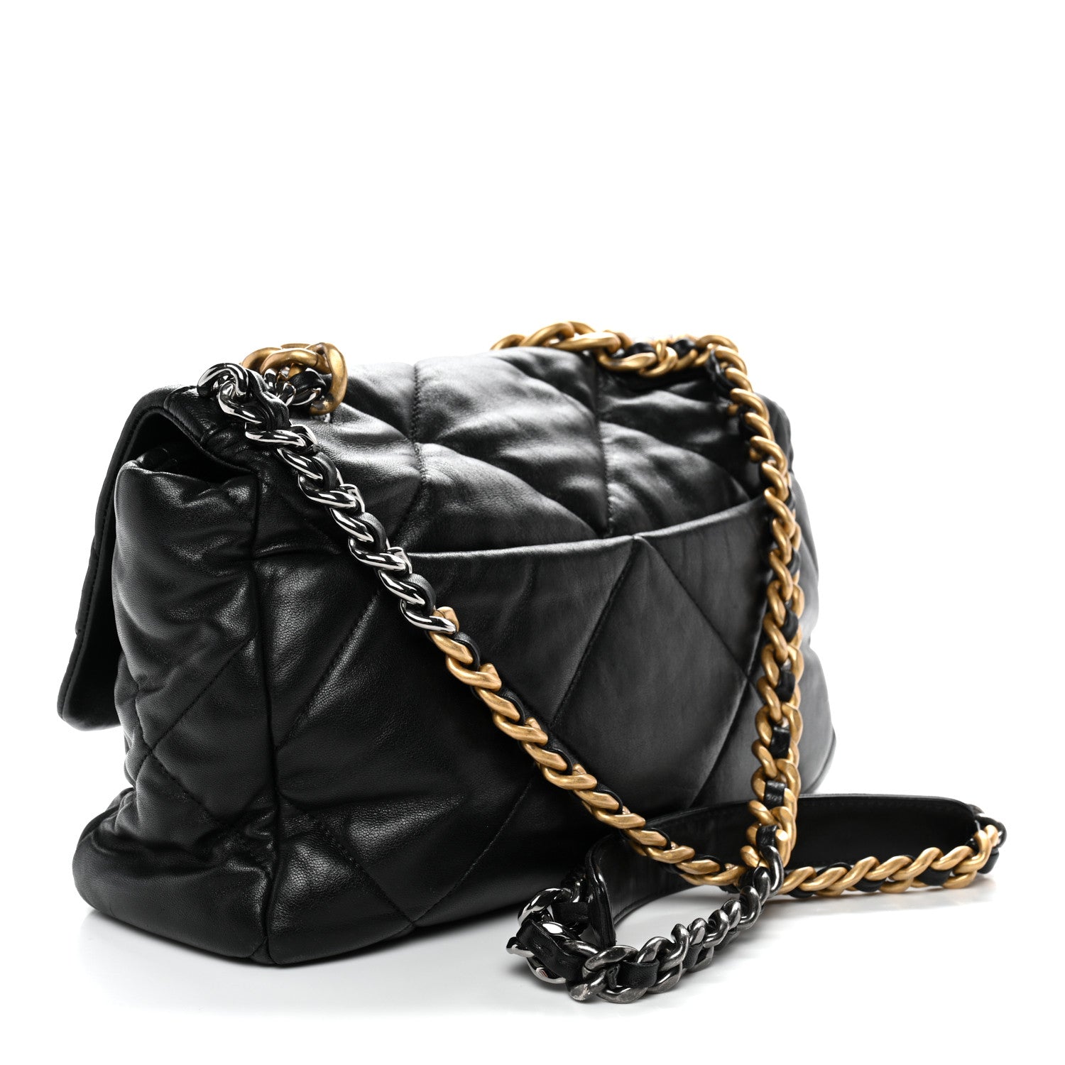 Goatskin Quilted Large Chanel 19 Flap Black