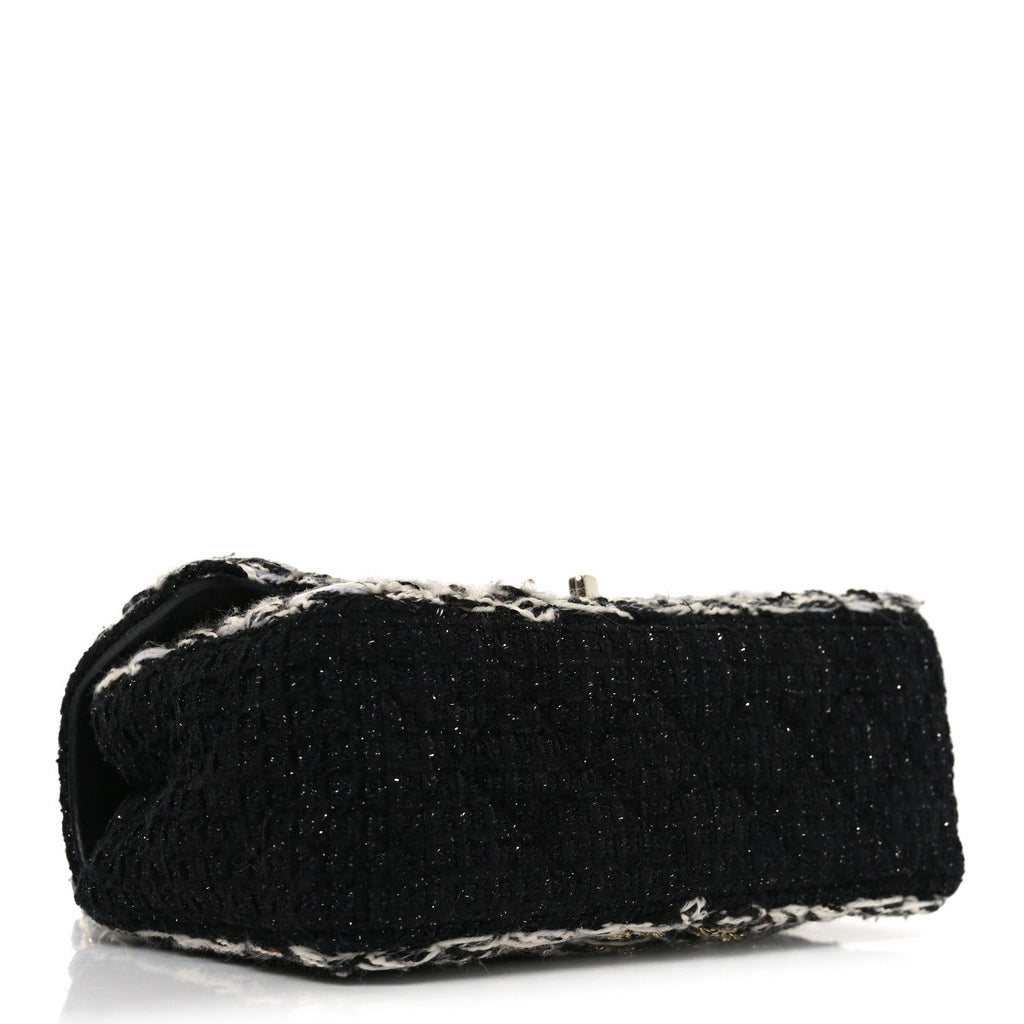 Tweed Braided Mini Rectangular Flap Black