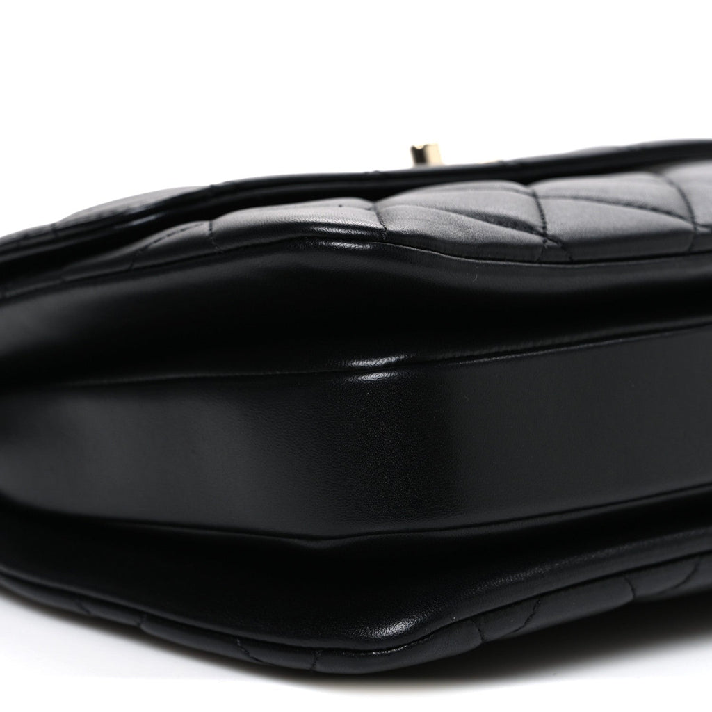 Lambskin Quilted Small Trendy CC Dual Handle Flap Bag Black