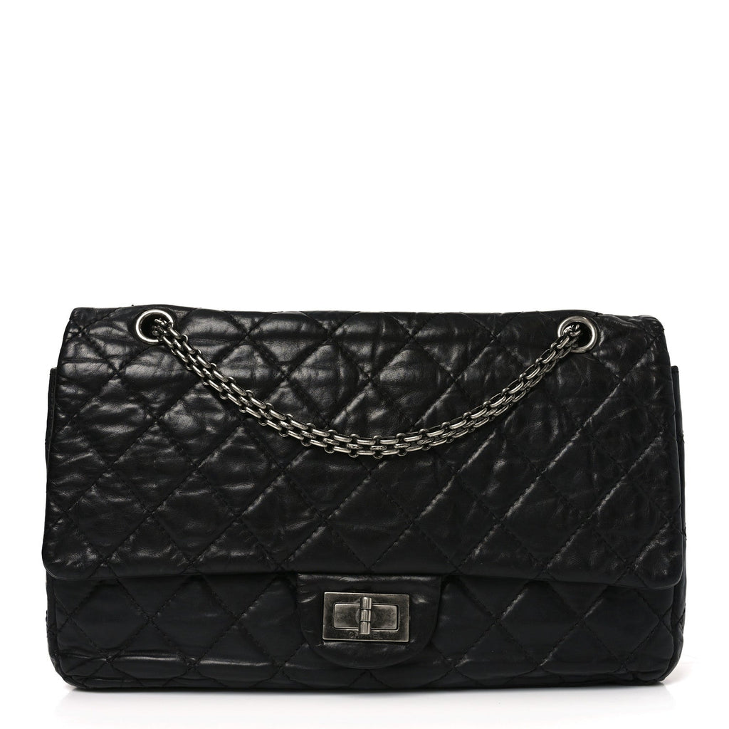 Aged Calfskin Quilted 2.55 Reissue 226 Flap Black