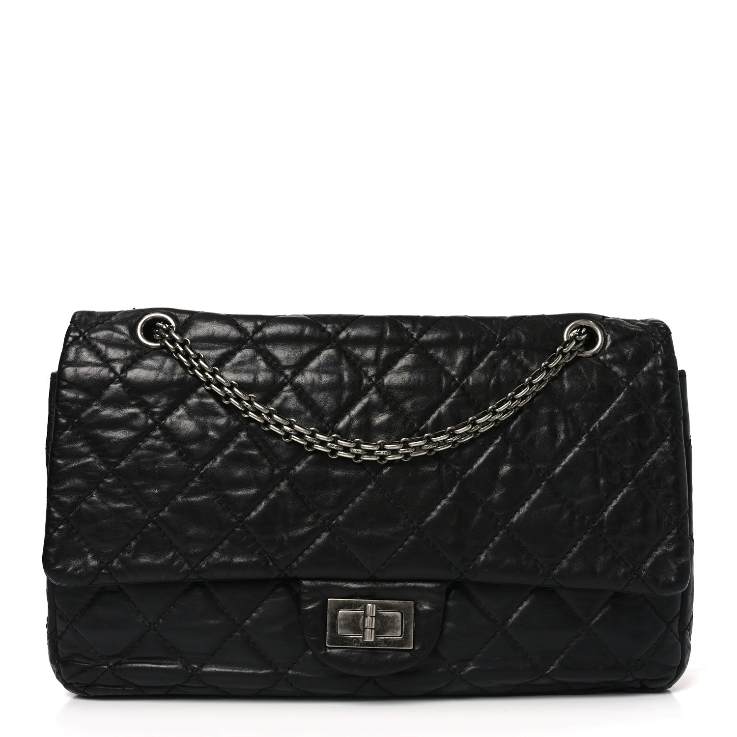 Aged Calfskin Quilted 2.55 Reissue 226 Flap Black