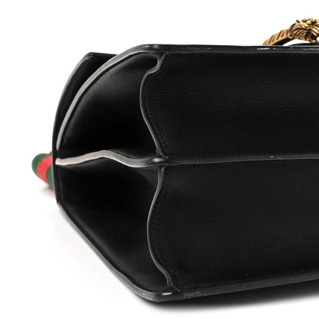 Moon Calfskin Web Large Dionysus Bamboo Top Handle Bag Black