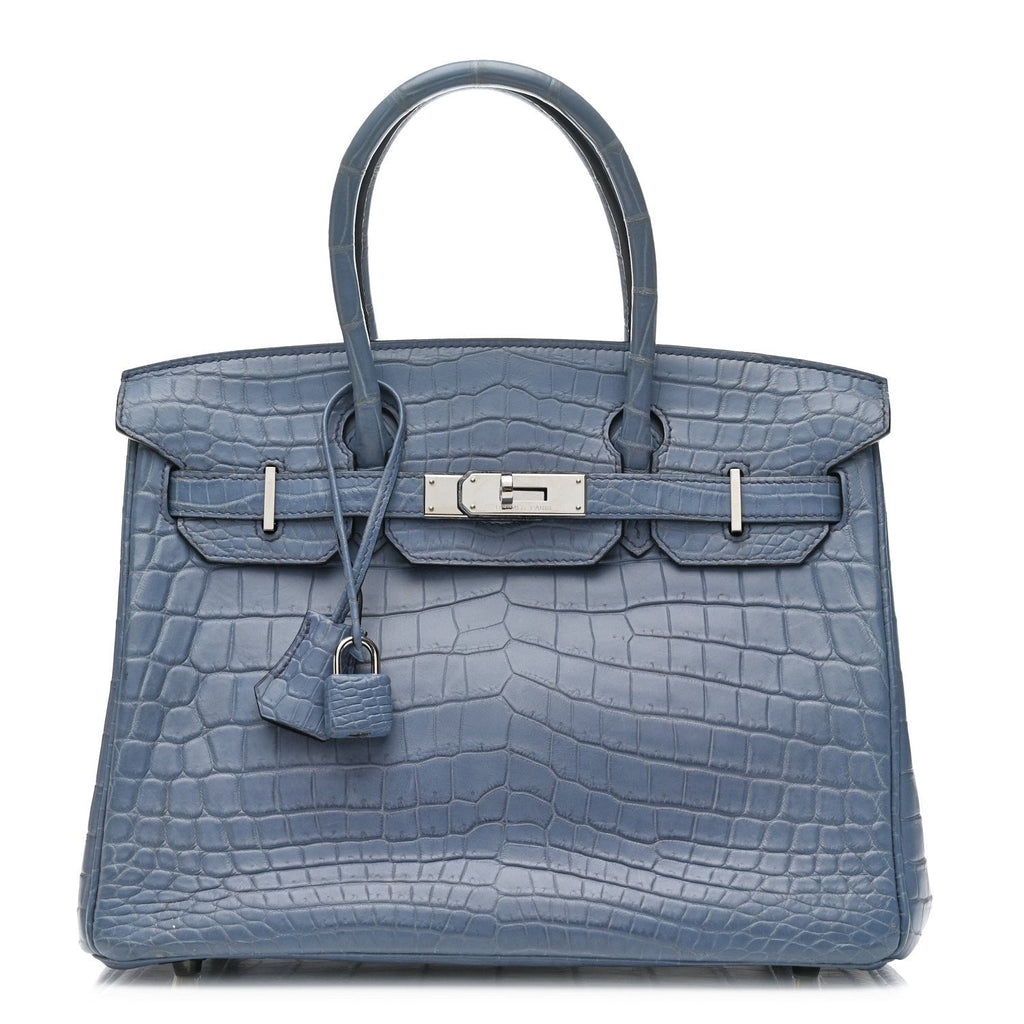 Matte Porosus Crocodile Birkin 30 Bleu Brighton