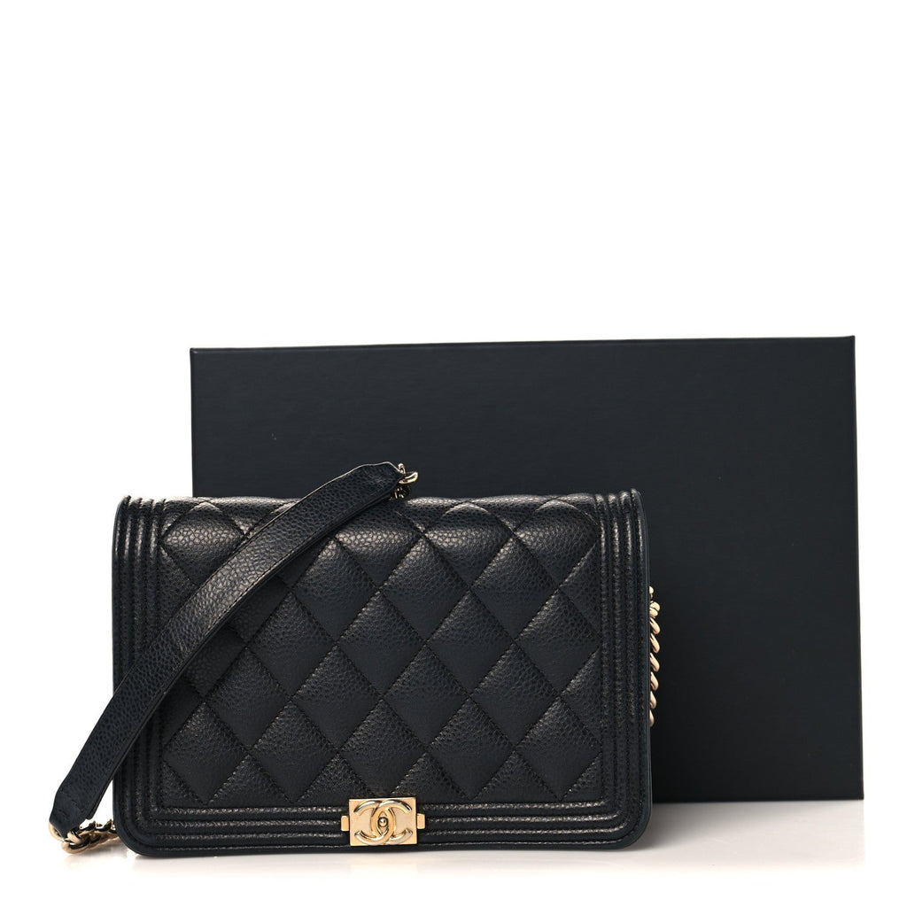 Caviar Quilted Boy Wallet On Chain WOC Black