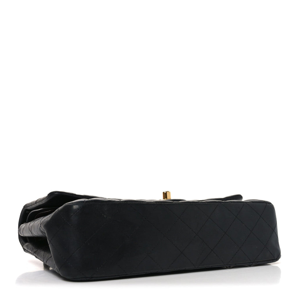 Lambskin Quilted Medium Double Flap Black