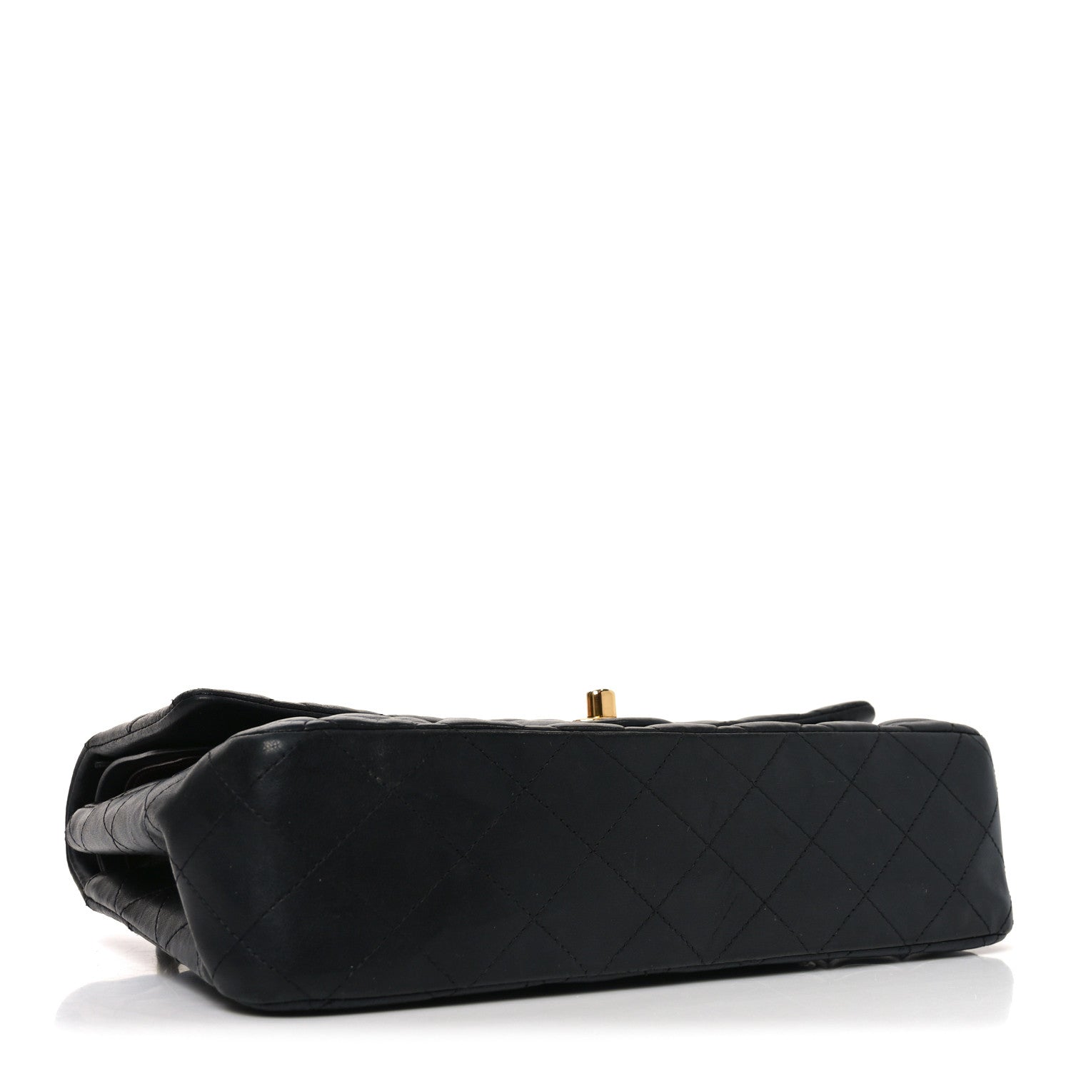 Lambskin Quilted Medium Double Flap Black