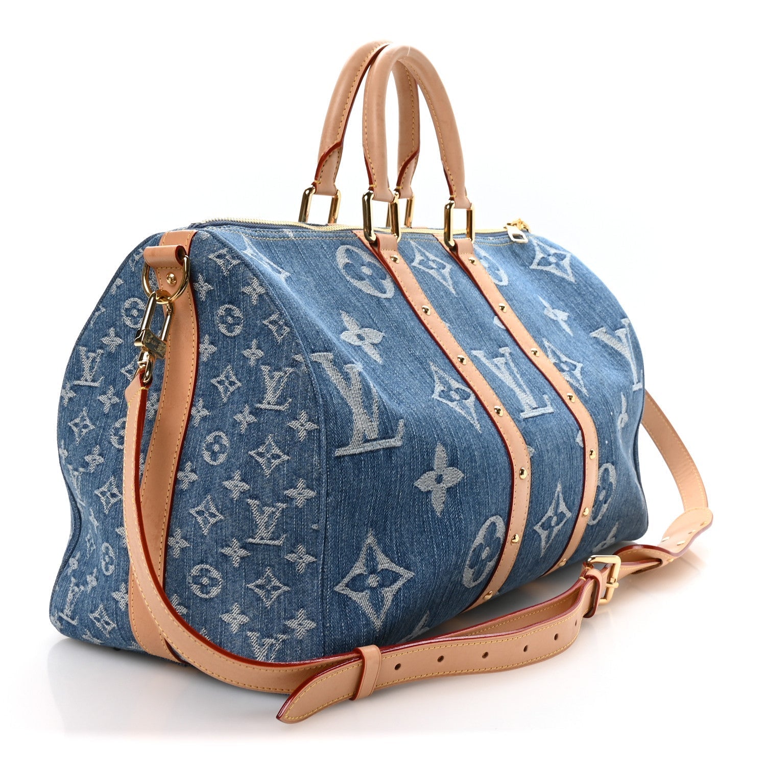 Denim Monogram New LV Remix Keepall Bandouliere 45 Blue