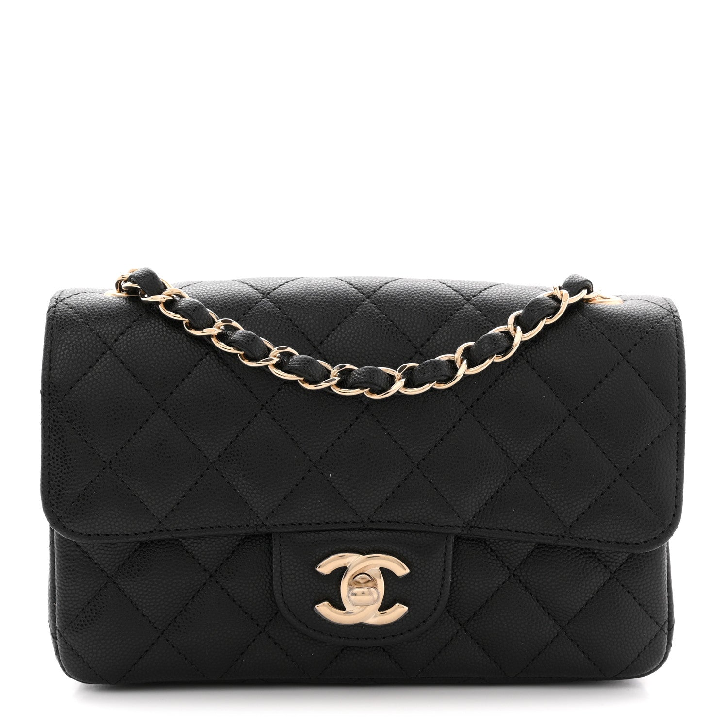 Caviar Quilted Mini Rectangular Flap Black