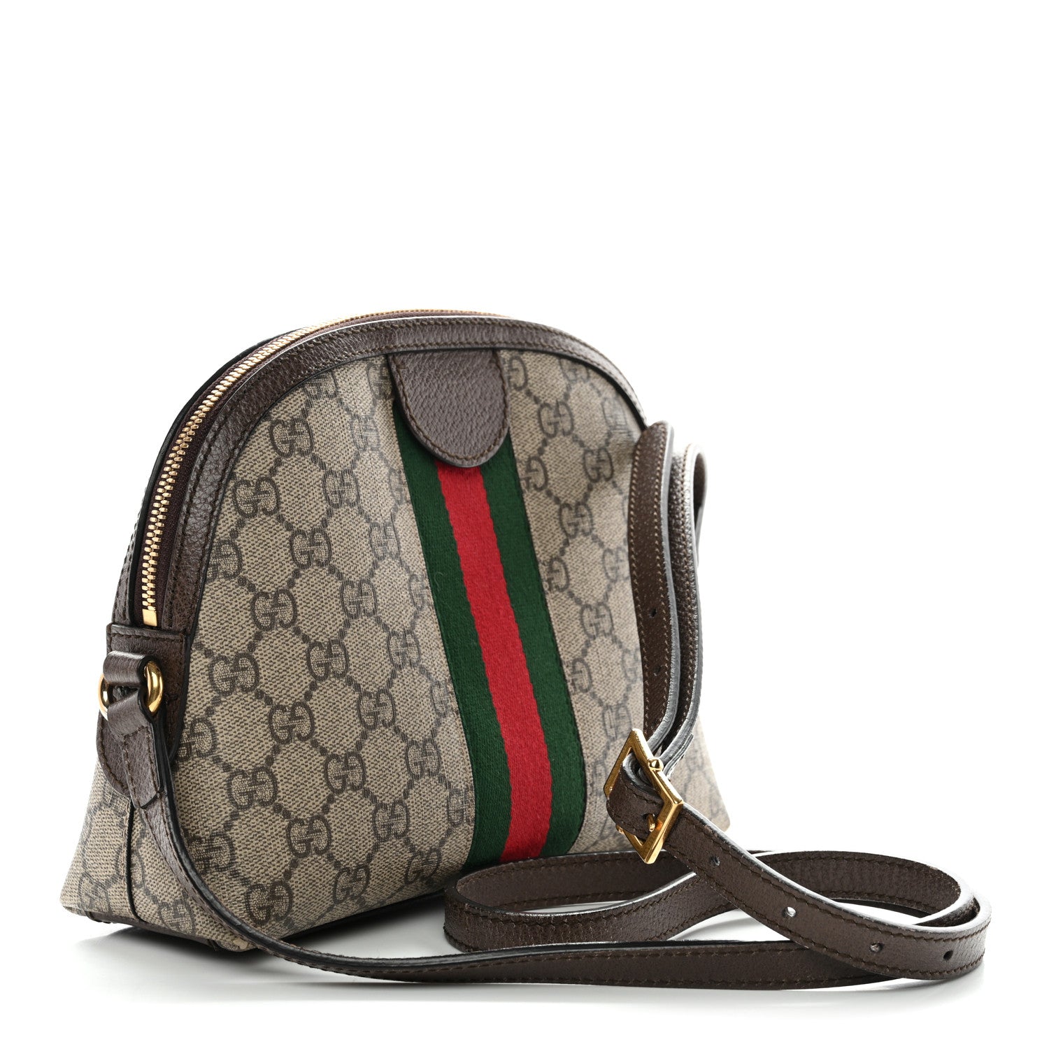 GG Supreme Monogram Textured Dollar Calfskin Web Small Ophidia Dome Shoulder Bag Beige Ebony New Acero