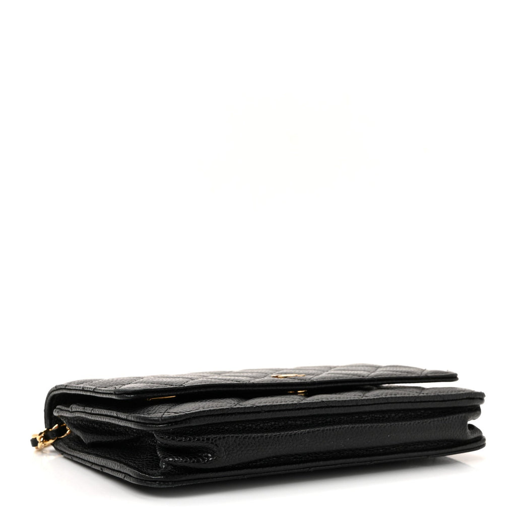 Caviar Quilted Wallet on Chain WOC Black