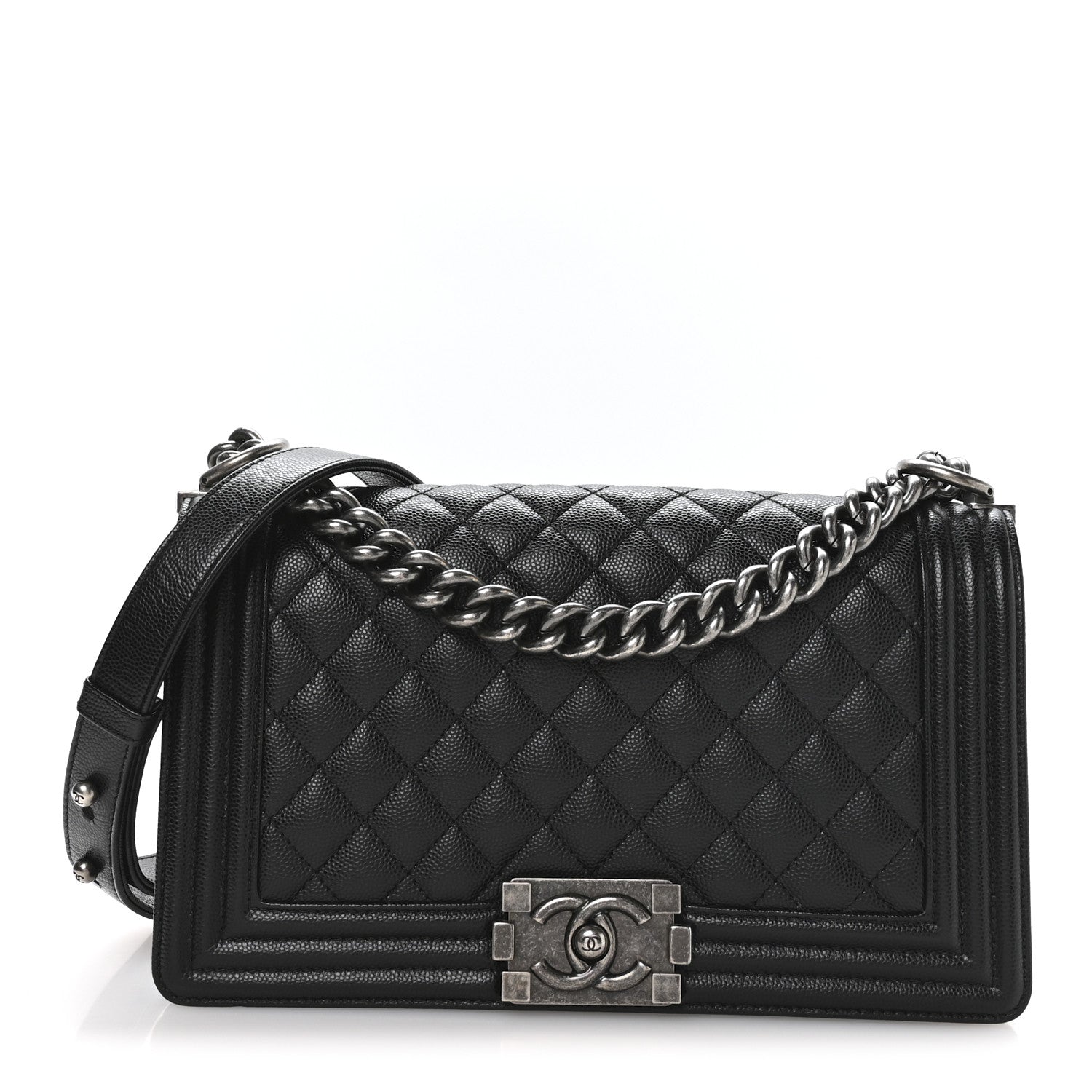 Caviar Quilted Medium Boy Flap Black