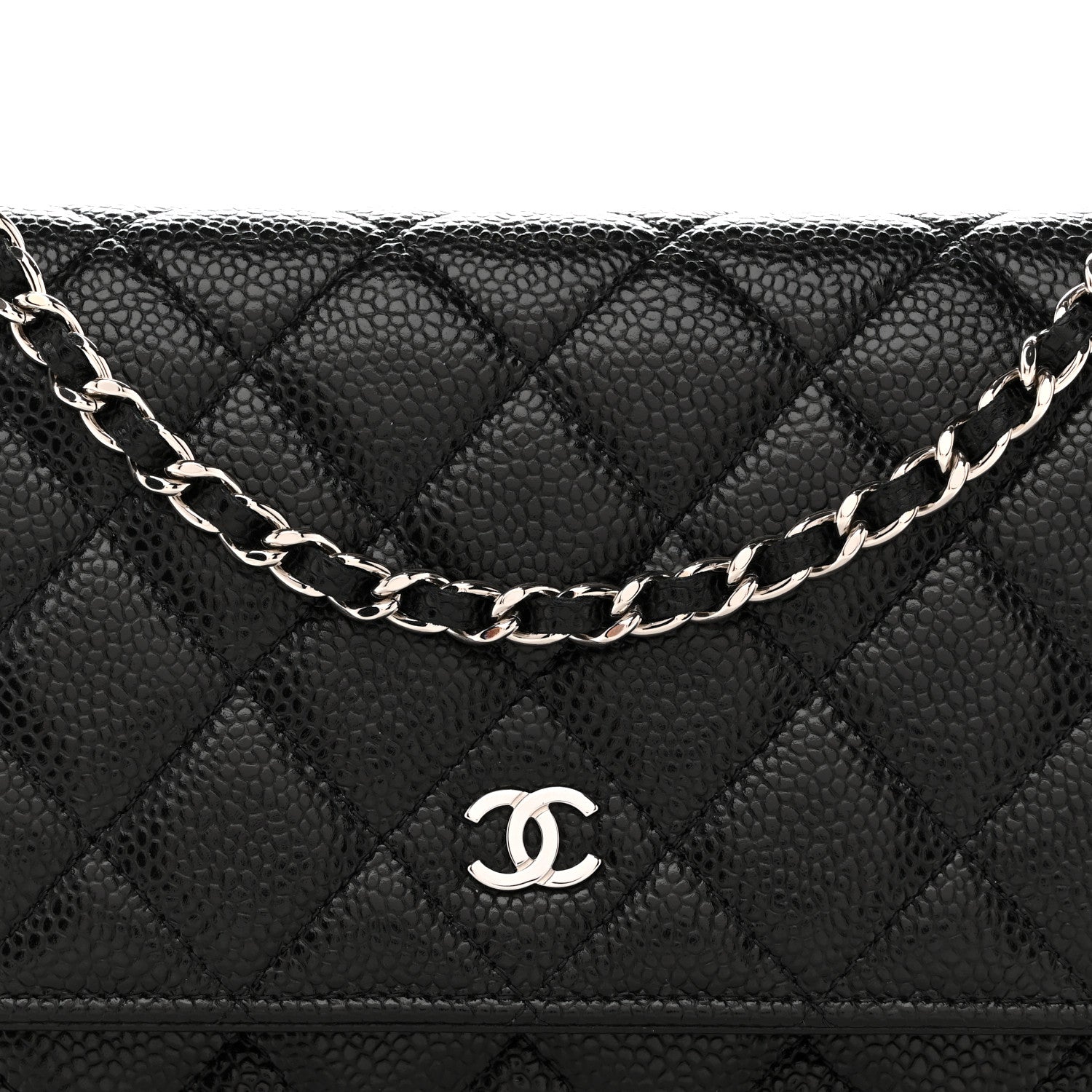 Caviar Quilted Wallet on Chain WOC Black