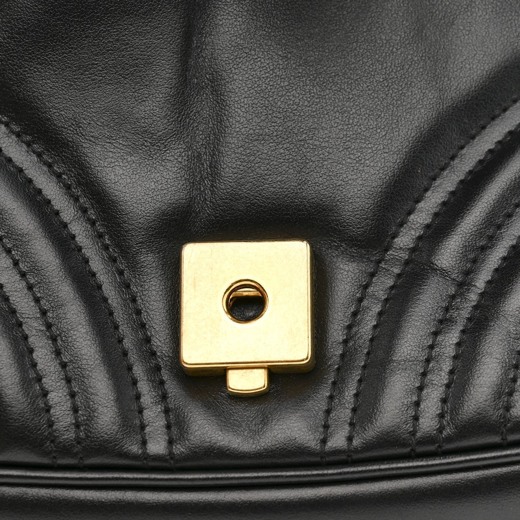 Calfskin Matelasse Mini GG Marmont Shoulder Bag Black