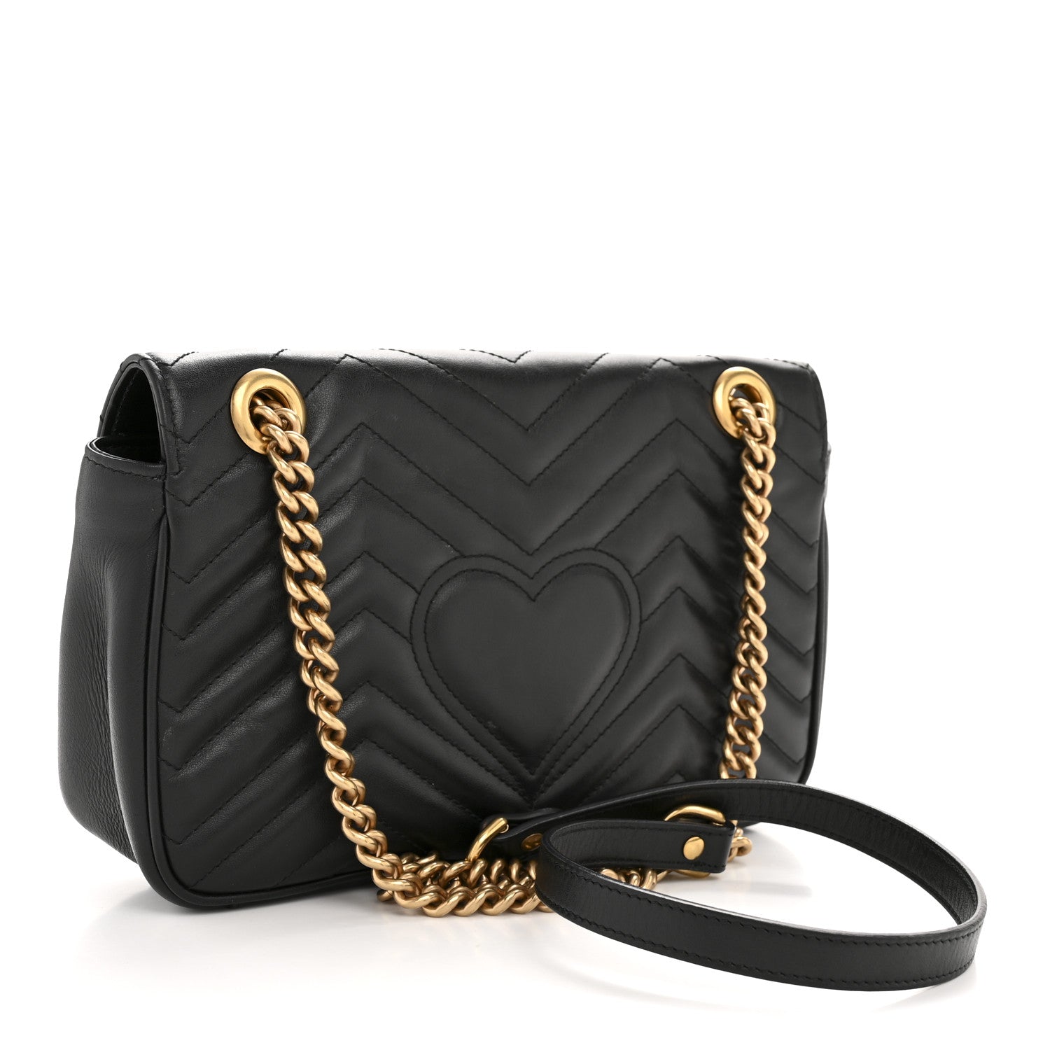 Calfskin Matelasse Small GG Marmont Shoulder Bag Black