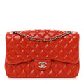 Lambskin Quilted Jumbo Double Flap Red
