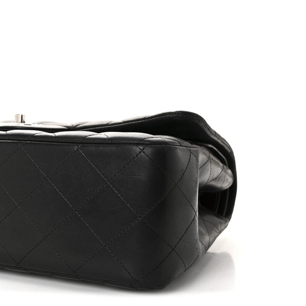 Lambskin Quilted Jumbo Double Flap Black