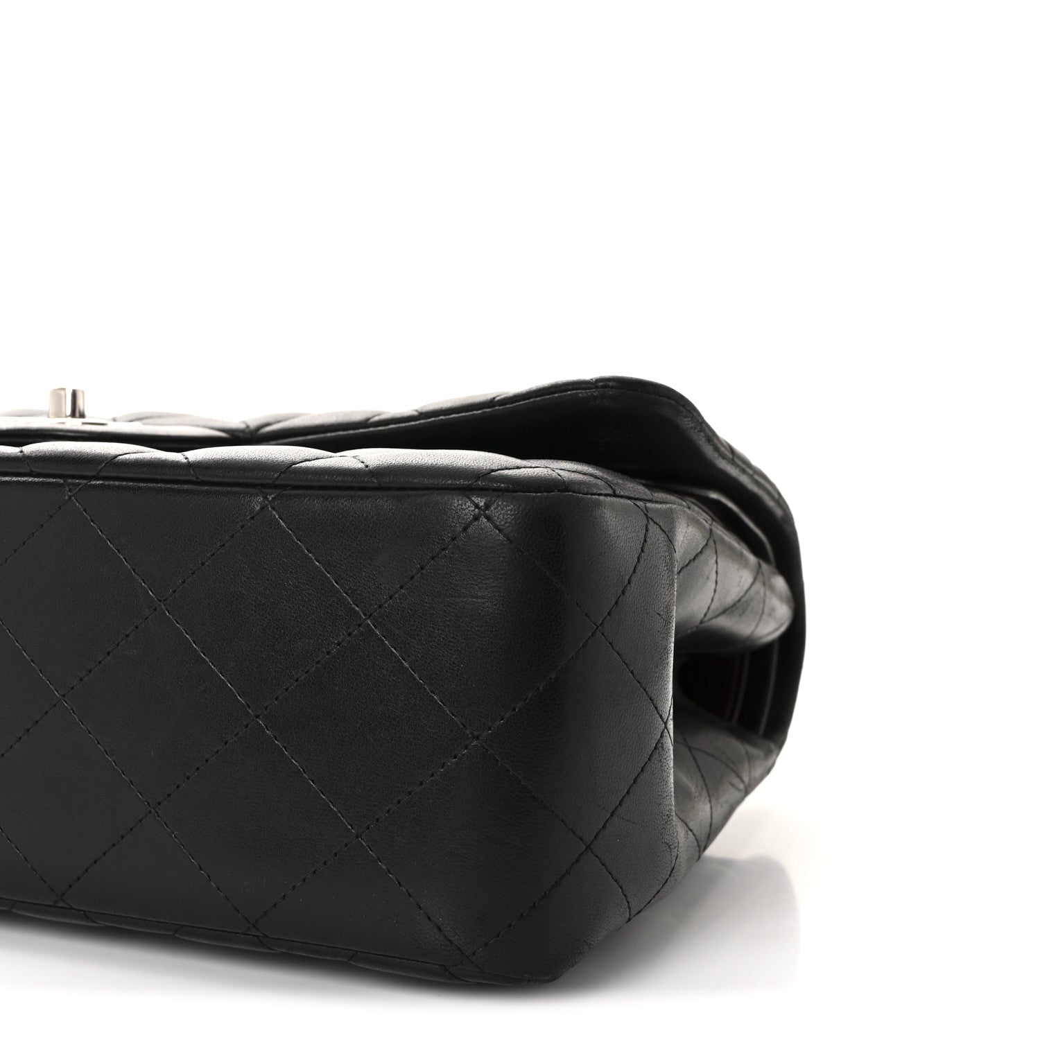 Lambskin Quilted Jumbo Double Flap Black