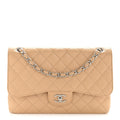 Caviar Quilted Jumbo Double Flap Beige Clair