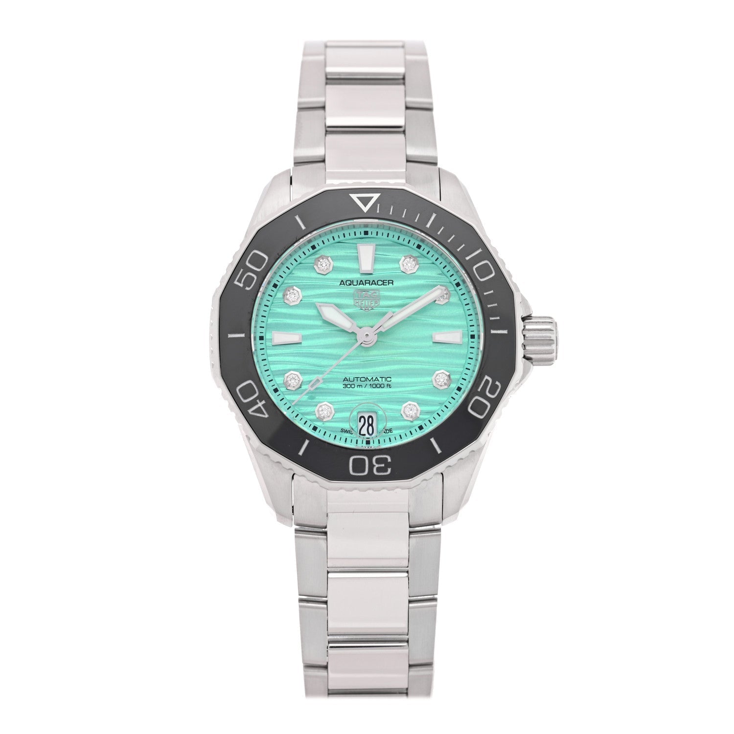 Stainless Steel Diamond 36mm Aquaracer 300M Automatic Watch Green WBP231K