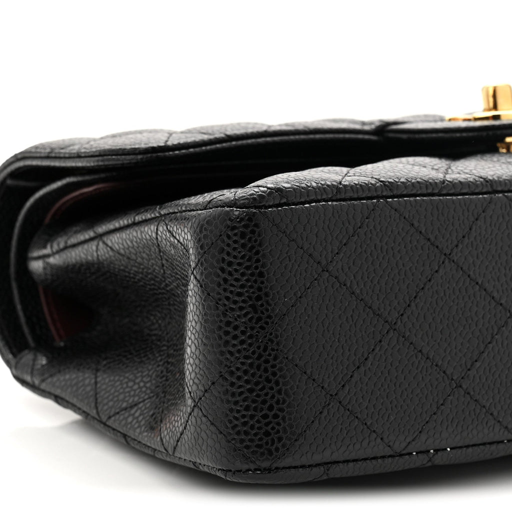 Caviar Quilted Small Double Flap Black