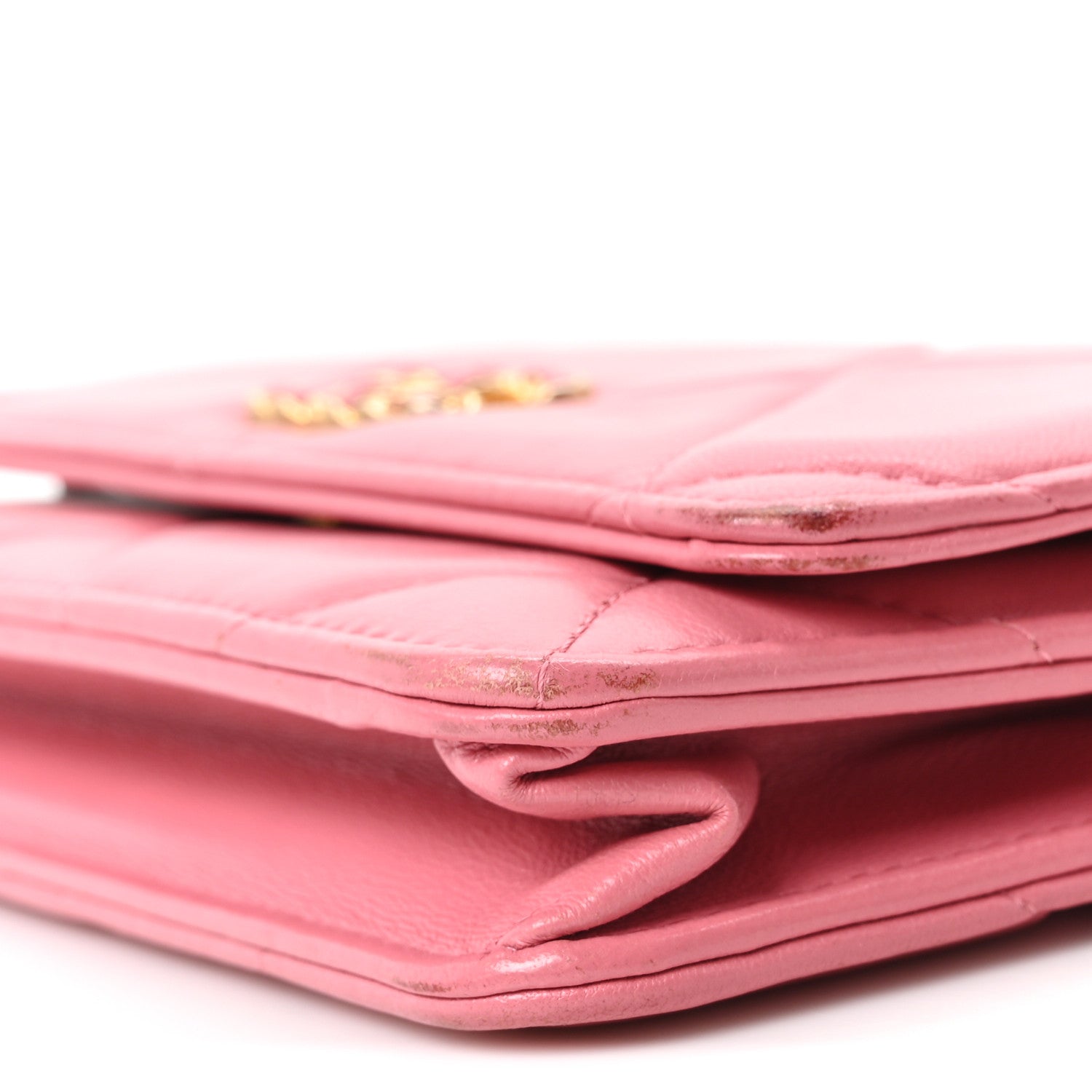 Lambskin Quilted Chanel 19 Wallet On Chain WOC Pink