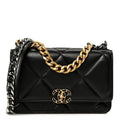 Lambskin Quilted Chanel 19 Wallet On Chain WOC Black