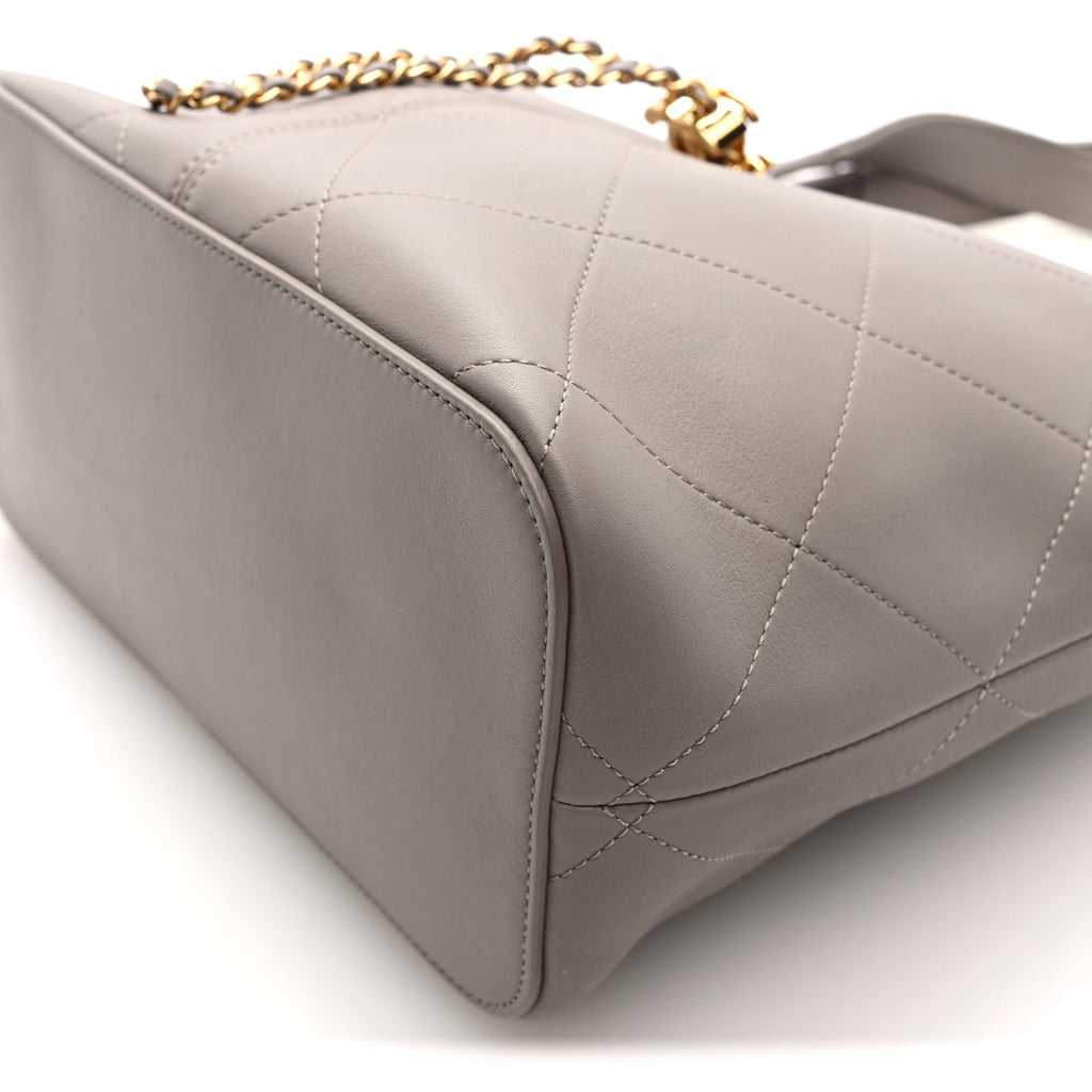 Calfskin Quilted Shopping Bag Dark Grey