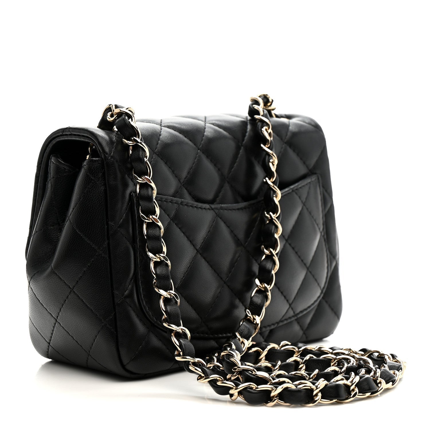 Lambskin Quilted Mini Square Flap Black