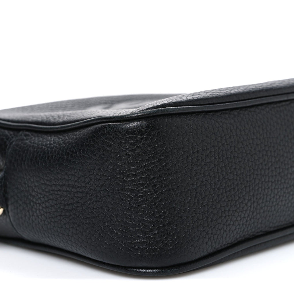 Pebbled Calfskin Small Soho Disco Bag Black
