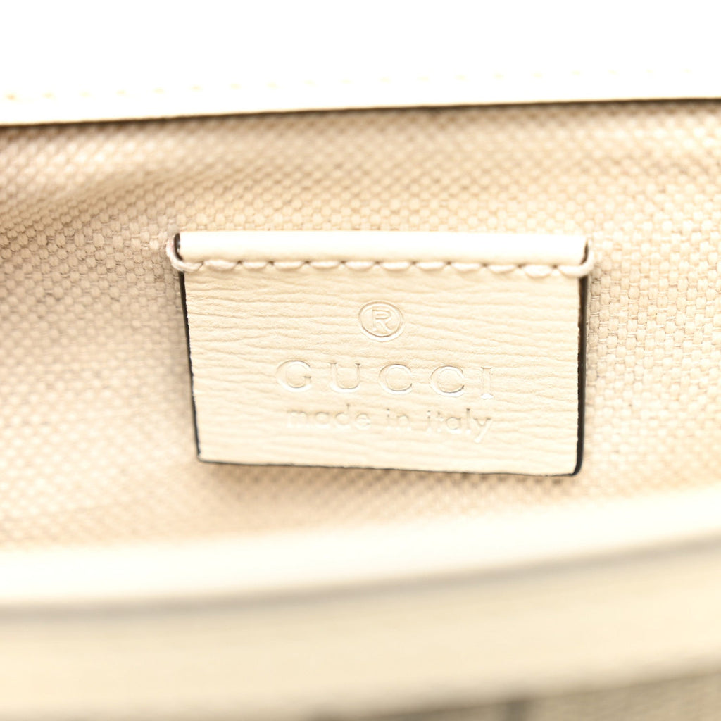 GG Supreme Monogram Web Mini Horsebit 1955 Shoulder Bag Beige Mystic White