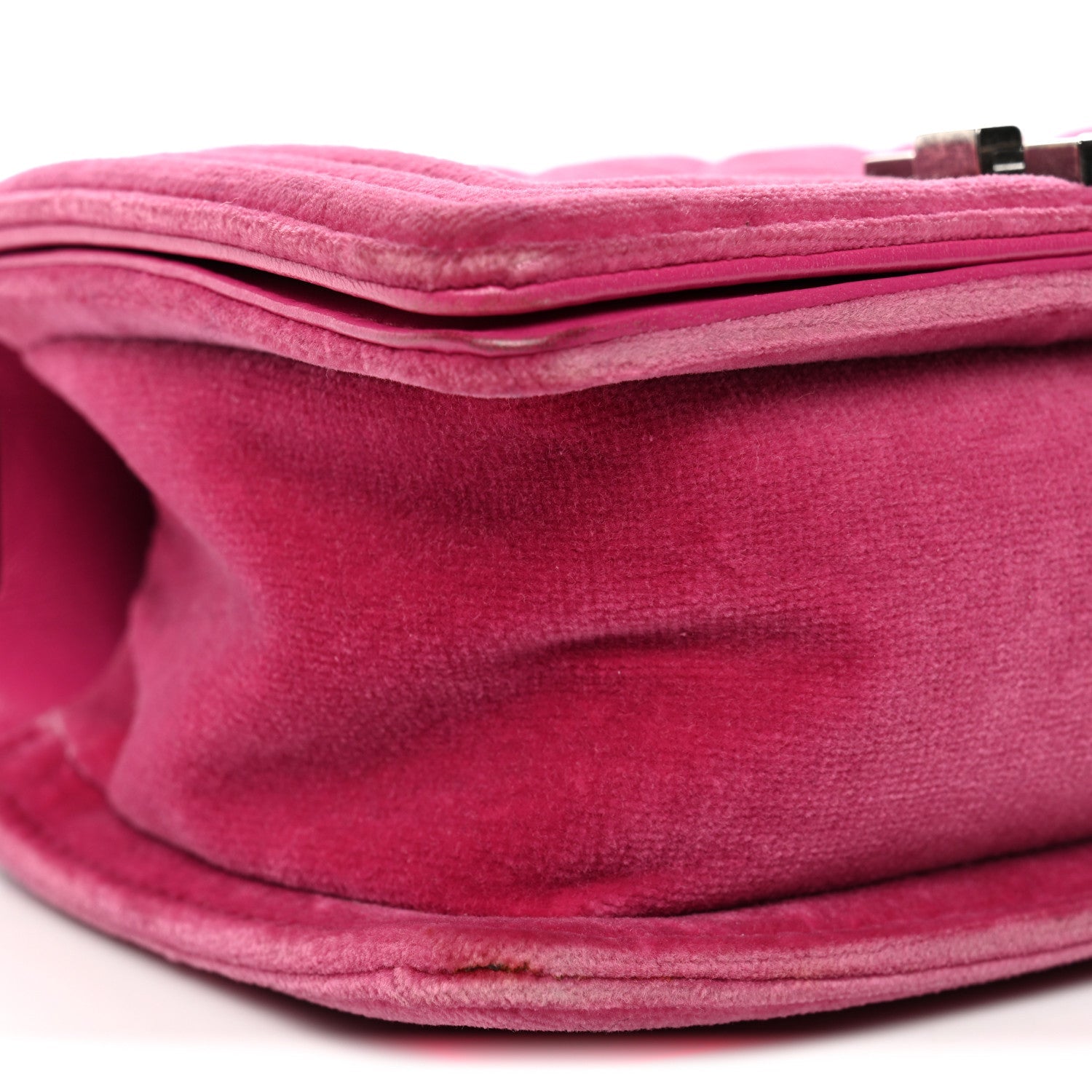 Velvet Quilted Small Boy Flap Fuchsia