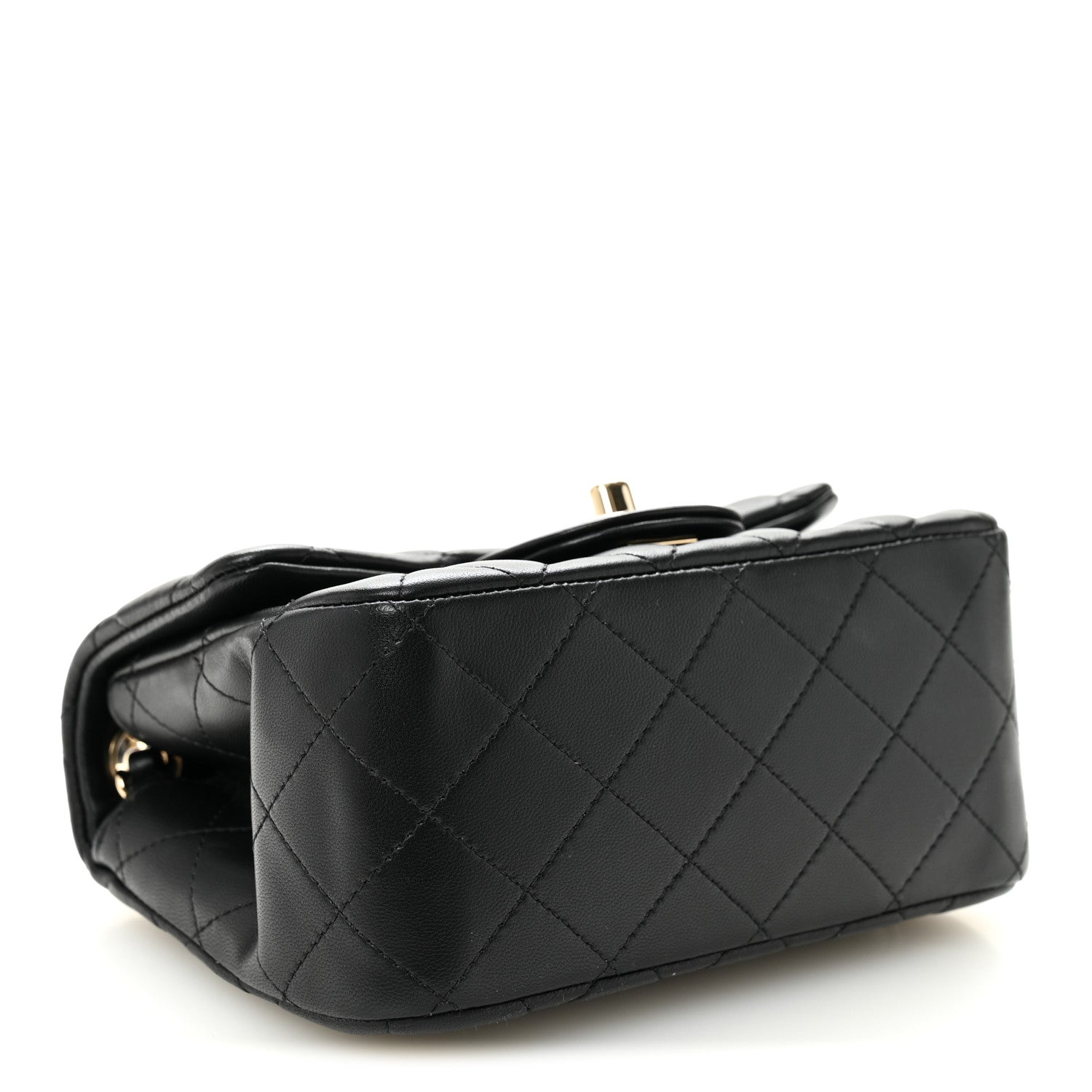 Lambskin Quilted Mini Square Flap Black