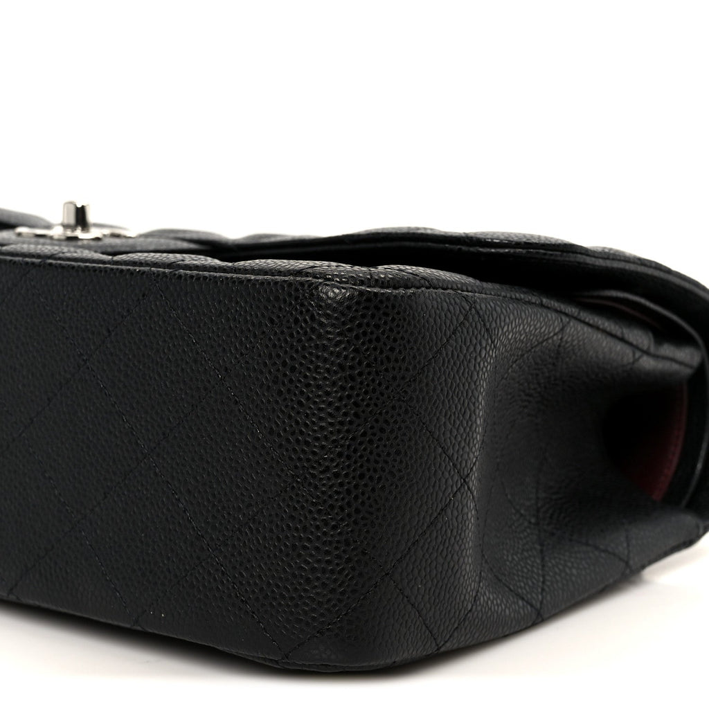 Caviar Quilted Jumbo Double Flap Black