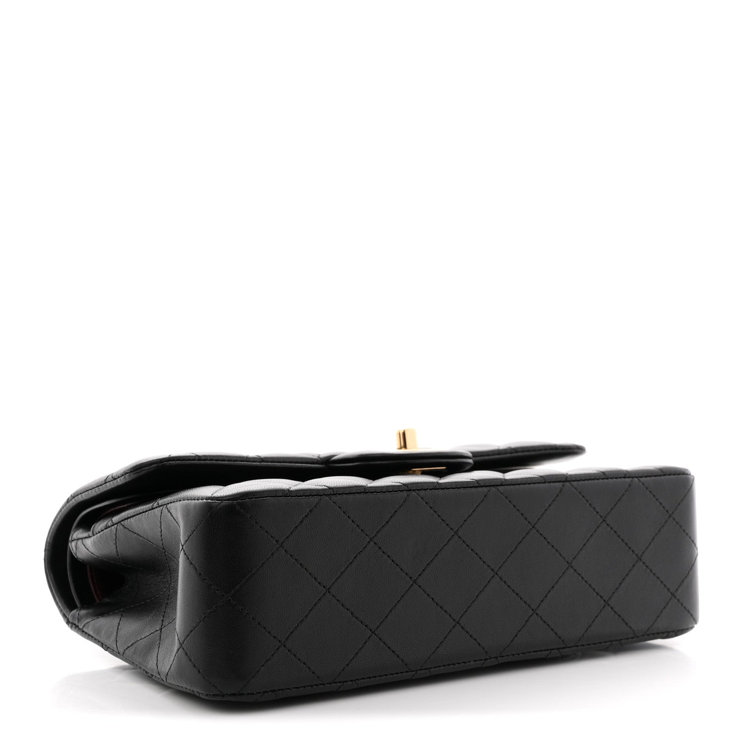 Lambskin Quilted Small Double Flap Black